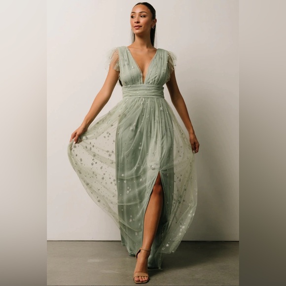 Baltic Born | Dresses | Baltic Born Sparkly Sage Maxi Dress | Poshmark